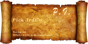 Pick Irén névjegykártya